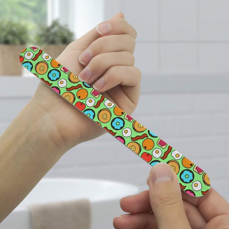 Fun Breakfast Foods Pattern Double-Sided Nail File Emery Board Set