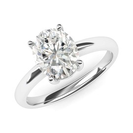 Sterling Silver 8x10mm Simulated Oval-Cut Diamond Engagement Ring Domed Band Promise Bridal Ring (4)