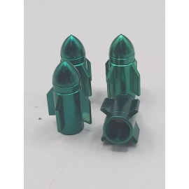 Unbranded Set of Green Rocket Tire Valve Stem Caps For Car, Standard Fitting #28