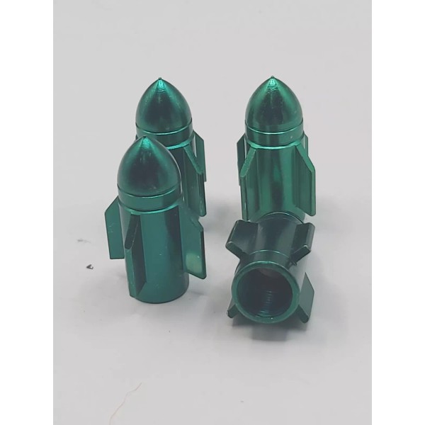 Unbranded Set of Green Rocket Tire Valve Stem Caps For