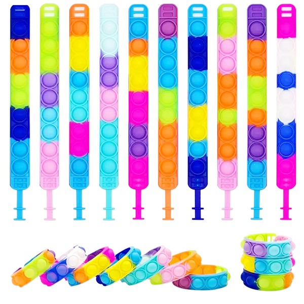 Pack of 20 Pop Toy Bracelets, Portable Push Pop Bubble