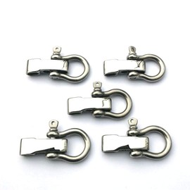 JY-MARINE Stainless Steel Bow Shackles for Paracord Bracelets Premium,Adjustable D Buckle Umbrella Rope Bracelet Buckle Survival U Shape, 5-Pack