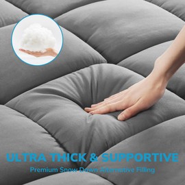 wOod-it Full Size Mattress Topper for Back Pain, Extra Thick Mattress Pad Cover, Cooling Breathable Pillow Top Protector Overfilled with Down Alternative, 8-21" Deep Elastic Pocket (54x75 Inches)