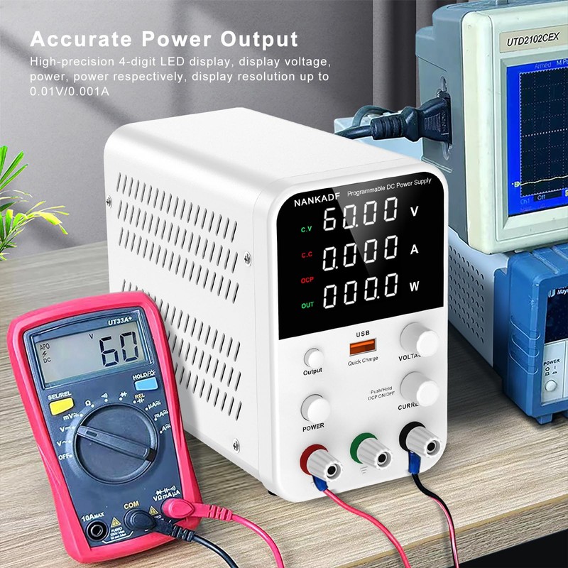 NANKADF DC Power Supply Variable, Bench Power Supply with Encoder