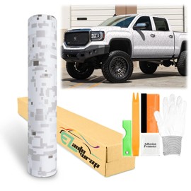 60"x360" (5FT x 30FT) Camouflage Digital White Viny Wrap Sticker Sheet Film DIY Decal Car Auto Vehicle Motorcycle Air Release Bubble Free Self Adhesive Peel and Stick Free Tool Kit