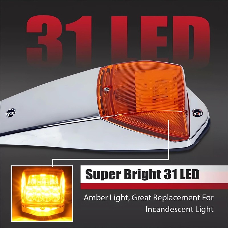 KOMAS 31LED Amber Cab Marker Light Waterproof Top Roof Running