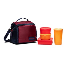 TP-860-T187 Tupperware Premier Lunch (Including Bag) With Two Bowls, One Tumbler and One Square Box allows you to Pack a Complete Lunch