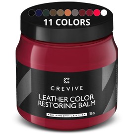 CREVIVE Leather Recoloring Balm Cherry 10 oz - Leather Color Restorer - Leather Restorer for Couches - Leather Balm Cherry