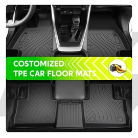 TPE Floor Mats for Toyota RAV4 2019 2020 2021 2022 2023 2024(Not for Hybrid) Custom Fit,Heavy Duty,All-Weather Protection | Durable,Odorless,Easy to Clean (3-Piece,Black)