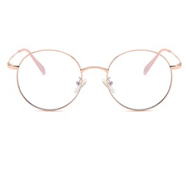 Junsika Blue Light Filter Glasses Women Men Classic Vintage Metal Square Glasses Without Prescription Gaming Glasses, A4: pink