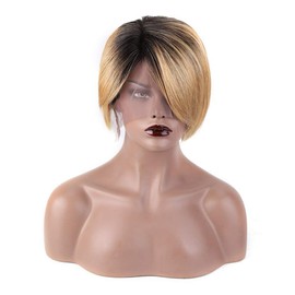 Fereowth 13x4 Lace Front Wig Short Straight Brown Wig for Women Brazilian Natural Human Hair Pre Loaded 150% Density 6 Inches (Brown)