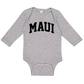 Maui Collegiate Long Sleeve Baby Infant One Piece Bodysuit 12 Months Heather Grey