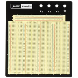 Jameco Valuepro 3220-Point Solderless Breadboard 7.3"L x 7.5"W, 0.1" Spread, Ideal for Prototyping and Classroom Projects - WBU-208-R