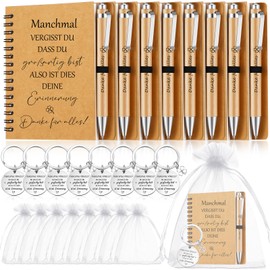 Sinmoe 8 Sets Gift for Colleagues Employees Motivational Spiral Notepad Thank You for Everything Wooden Ballpoint Pen Key Ring for Job Change (Sometimes Forget That You're GroBarty)