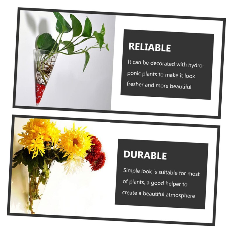 RORPOIR 2Pcs Wall-mounted Cone Vase Hydroponic Planter Clear Decorative Hanging
