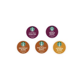 30 Count—Starbucks Variety Pack Sampler K-Cup Coffee Pods- French Roast, Sumatra, Breakfast Blend, Pike Place Roast, Veranda Blend, Ground Coffee Sampler
