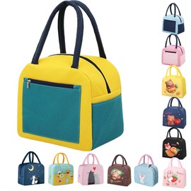 Lunch Bag Insulated Tote Bag for Women Insulated Lunch Box Cooler Bag Water Resistant Lunch Organizer for Kids Students Travel Picnic School (Yellow)