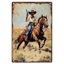 DOODLREAM Western Cowboy Vintage Metal Tin Sign Western Retro Poster for Home Office Wall Decor 8 x 12 Inch