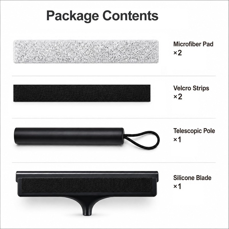 2 in 1 Window Squeegee with Adjustable Telescopic Pole, Shower