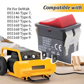 Rocker Switch 4Pin Fit for DeWalt D55168 D55146 D55167 Air Compressor, Replaces for N043321