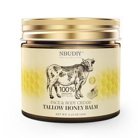 Sarga de ternera para la piel, sebo y bálsamo de miel, humectante facial de seco, sarga de carne alimentada con pasto para la cara, reparación sensible de la piel seca, profundamente nutritiva, sin fragancia, 4.23 onzas, sin perfume