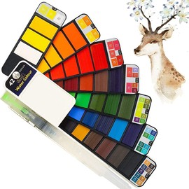 JohnLone Acuarela Juego de Pintura de Bolsillo de Viaje, Juego de Pintura portátil con lápices de Acuarela, Ideal para Profesionales y Principiantes -