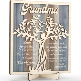 Grandma Gifts, Grandma Birthday Christmas Gifts from Grandkids Granddaughter Grandson, Mothers Day Gifts for Grandma Decorations Desk Decor Signs Plaque Gifts