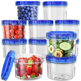 Deli - Recipientes Para Alimentos Con Tapas (16 onzas – Paquete de 10), Contenedores Para Congelador Para Alimentos Con Tapas Giratorias, Reutilizable, Apilable, Hermético
