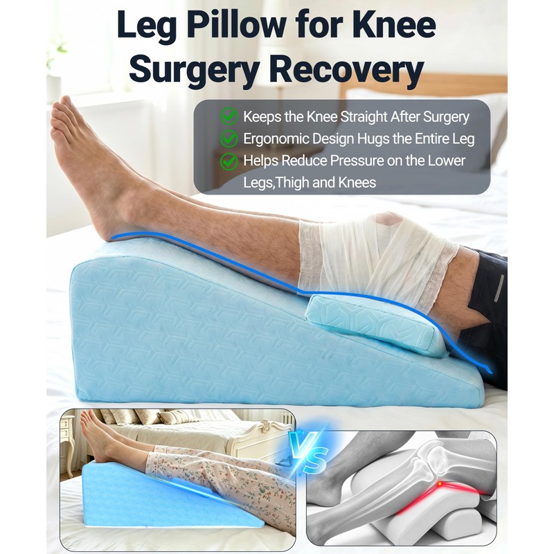 Knee Surgery Pillow Straight Double Leg for Swelling & Blood