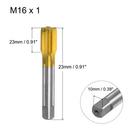 QUARKZMAN Metric Machine Thread M16 x 1 H2 Titanium Coated (Ti-Coated) High Speed Steel 4 Straight Flutes Screw Tap DIY Tool