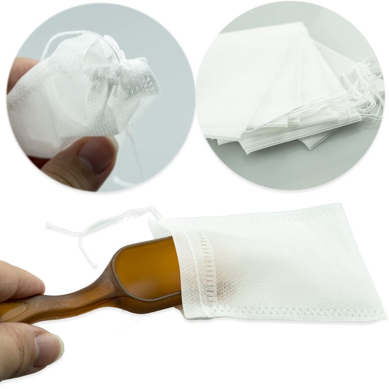 200 Pcs Disposable Tea Filter Bags, 6.94x9.05cm Drawstring Seal Filter