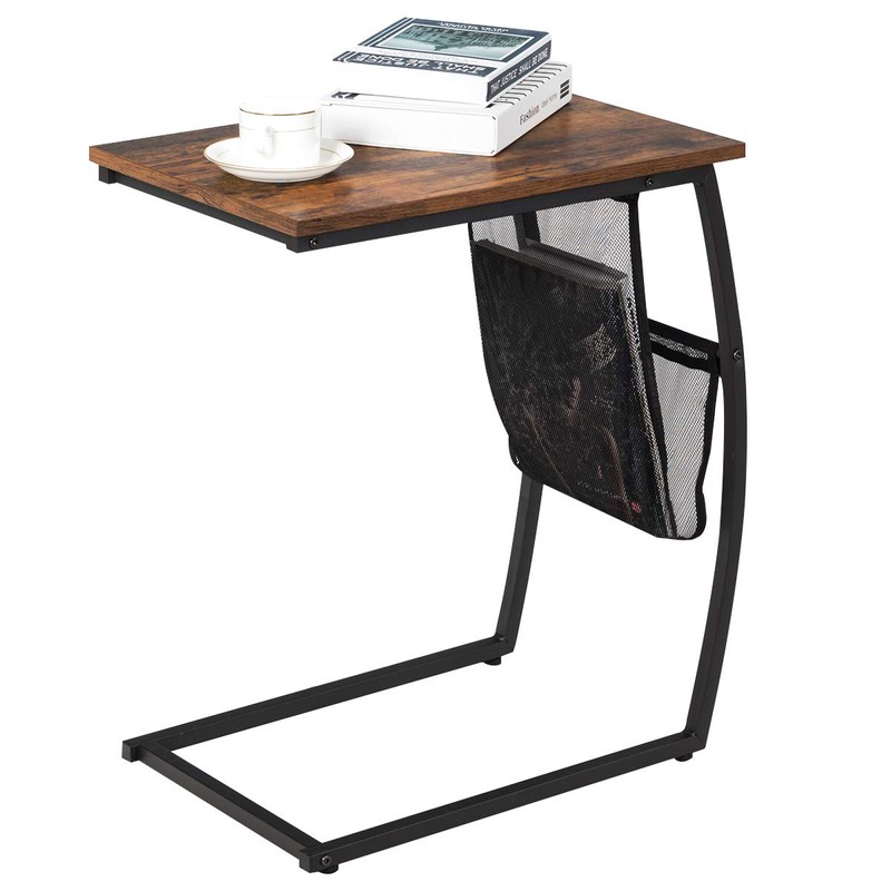 Tangkula Sofa Side End Table, C Table Snack Table with
