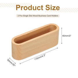 PATIKIL Business Card Holder for Desk, 2pcs Single Slot Wood Business Card Holders Wooden Card Stand Organizer Cards Display for Office Exhibition, Brown