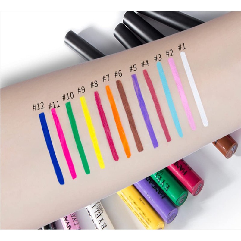 12 Colours Matte Liquid Eyeliner Set, Colourful Waterproof Smudge-Proof, Durable