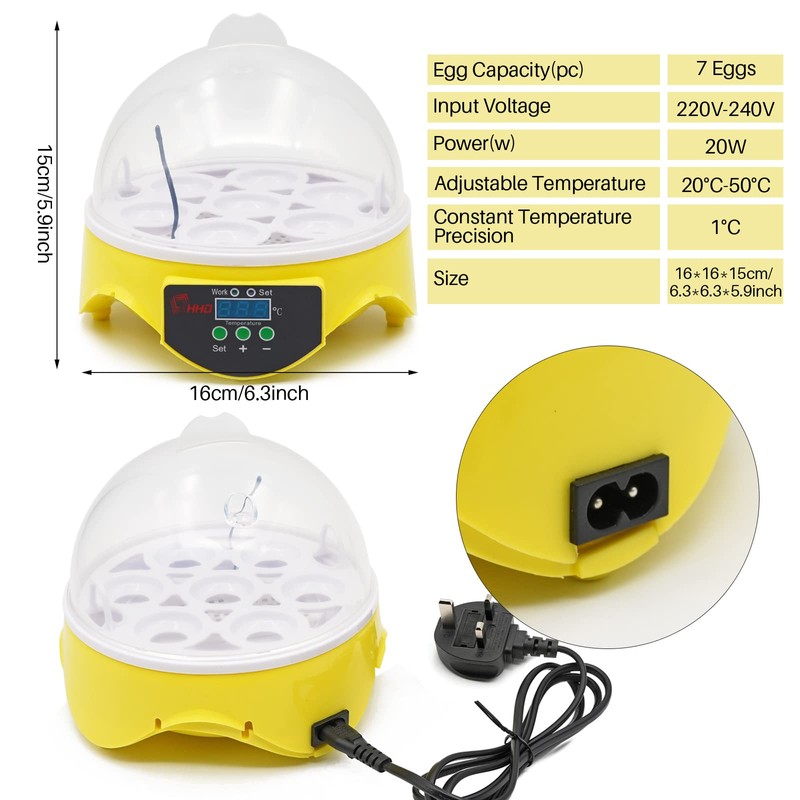 Yuecheng BREUAILY Mini 7 Egg Incubator Poultry Incubator,Fully Automatic chick