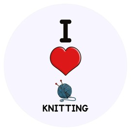 24 x 40mm Round 'I Love Knitting' Stickers (SK00051575)