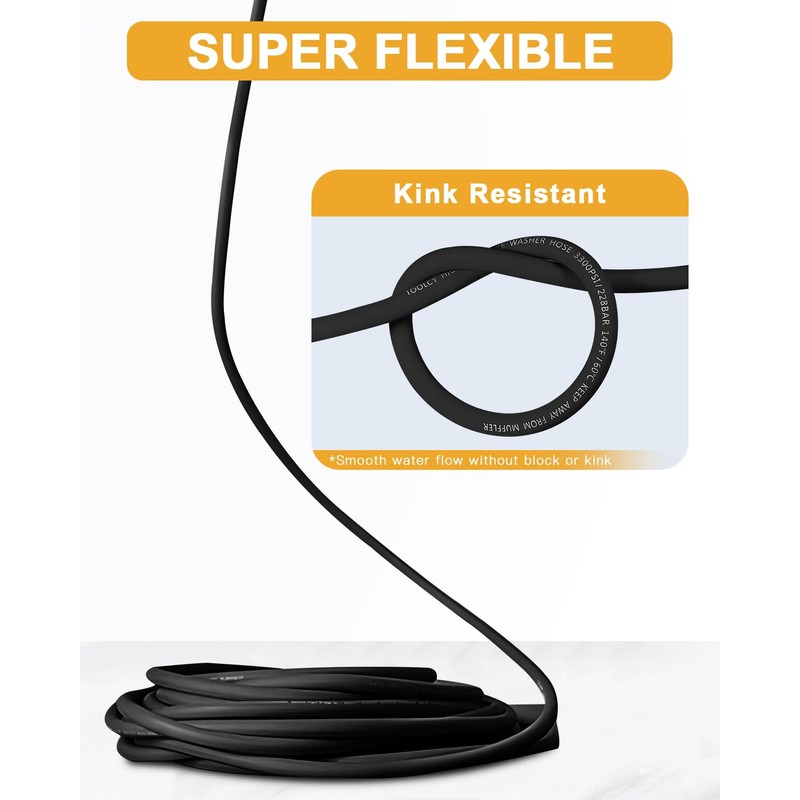 OCPTY Hot Water Pressure Washer Hose 3/8" x 50ft 6000psi
