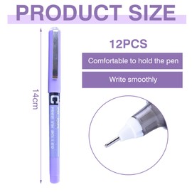 VEGCOO Rollerball Pens, 12 Purple Ink Pen, 0.5mm Roller Ball Pens For Writing, Smooth Writing ball point pen, Suitable For Office, Study, Drawing Handwriting Pens