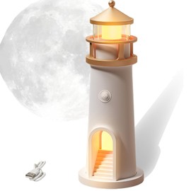 DAZZTIME Lighthouse Decoration, Lighthouse Lamp, LED Lighthouse, Projection Lighthouse Lamp, Light House with LED Light Moon Projection, Beacon with Automatic Sensor Light, for Bedroom