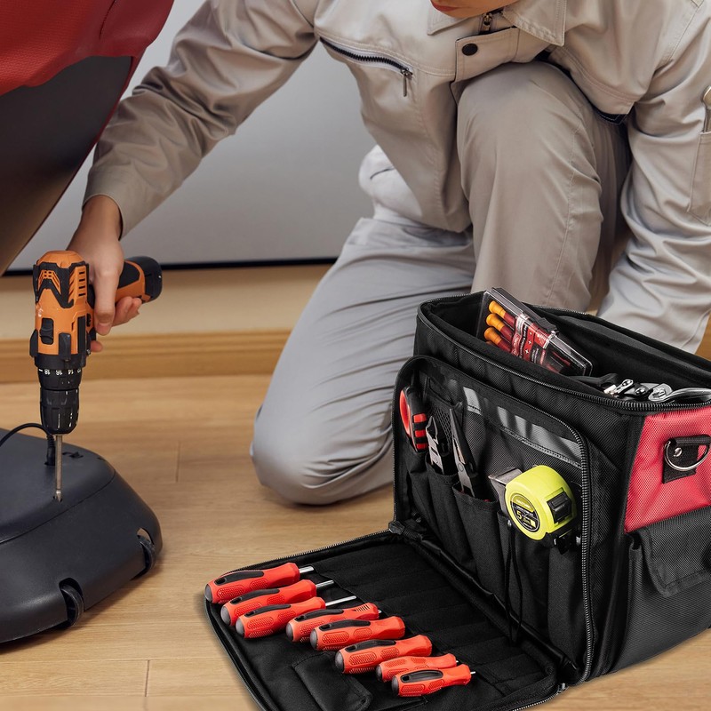 HAUTMEC Heavy-Duty Technician Tool Bag, 42-Pockets 1680D Semi-Rigid Tool Tote