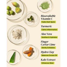 Gleamin Vitamin C Clay Mask for Dark Spots, Turmeric Clay Face Mask Skin Care, Deeply Cleanses & Refines Pores, Brightens Uneven Tone and Helps Improve Post-Blemish Scarring & Texture, Up to 20 Uses