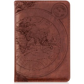 SOHOSPARK Vintage Map Refillable Faux Leather Journal, Men's Journal, 6x8.75 Vegan Lined Writing Journal for Women and Men