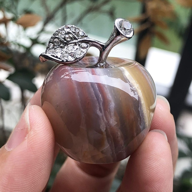 Neyisaa Ocean Agate Apple Decor, Healing Crystals Pocket Stone Fruit