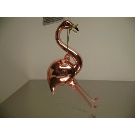 Christmas Street PINK GLASS FLAMINGO ORNAMENTS SET 6