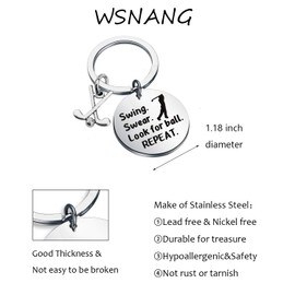 WSNANG Golf Keychain Swing Swear Look for Ball Repeat Keychain Golf Jewelry Gift for Golf Lover Golf Club Golf Coach (Golf Keychain)