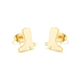 Minimalist Western Cowgirl Boots Stud Earrings for Women Teen Girls Stainless Steel Cowboy Boot Fancy Dress Custome Studs Earring Fashion Jewelry Gifts (Gold)