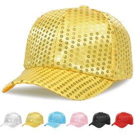Initlove Sequin Baseball Caps for Kids Bling Sparkly Parent-Child Baseball Cap for Parties Festivals Gold