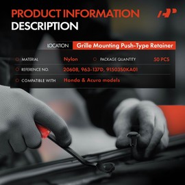A-Premium 50PCS Nylon Retainer Clip Fasteners Compatible with Honda Civic 2001-2011, Accord 2008-2012, Pilot 2003-2008 & Acura TL 2003-2011 - For 10mm Hole