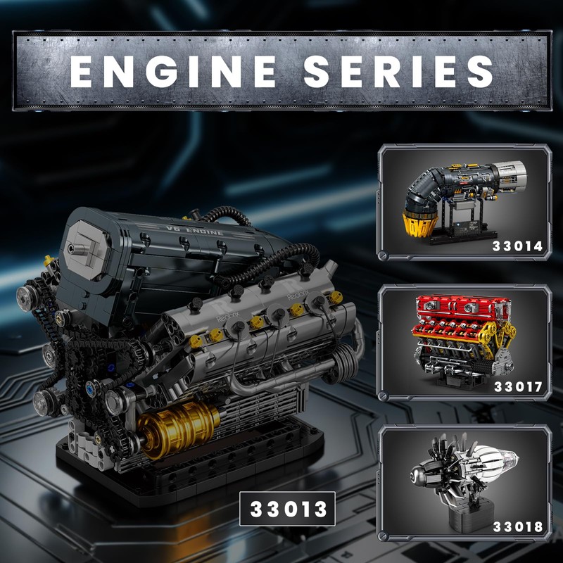 Reobrix V6 Mechanical Engine Model Building Kit for Adults, 1268