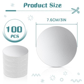 100 Pcs Silver Metallic Cardstock, 3 Inch Multipurpose Circle Mirror Silver Board Metallic Paper Reflective Sheet Foil M0+irror Board Sheets for DIY Arts Crafts Festival Party Decor Gift Packaging